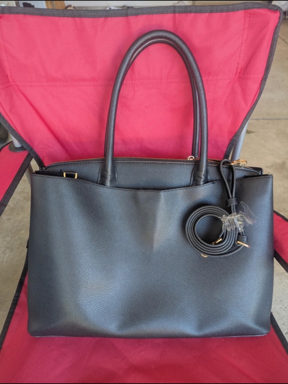 Target Black Pebble Tote with Gold-Tone Accents